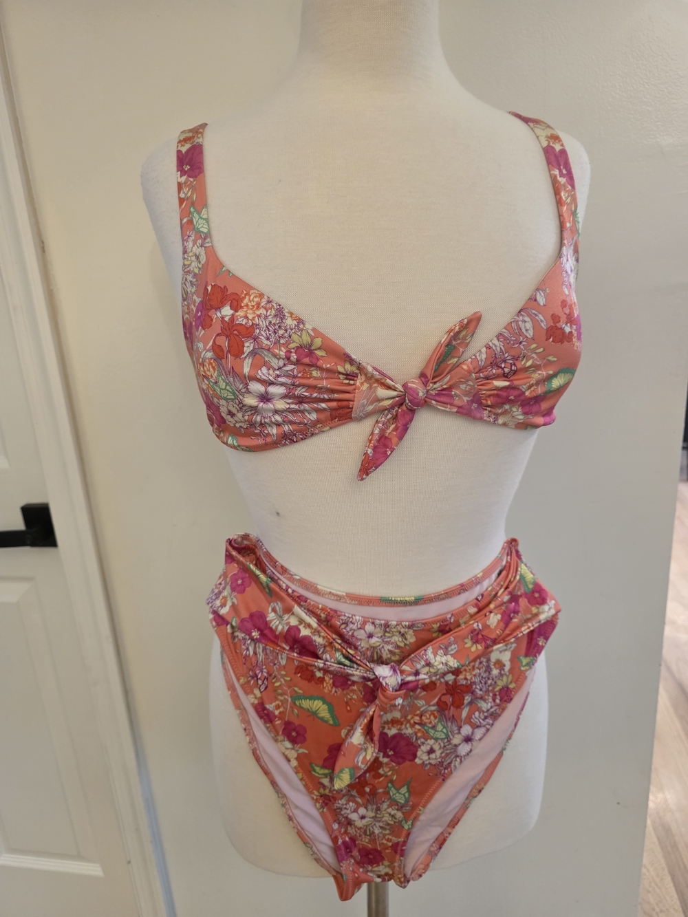 Victoria's Secret Pink Orange Floral Knot-Front Bikini